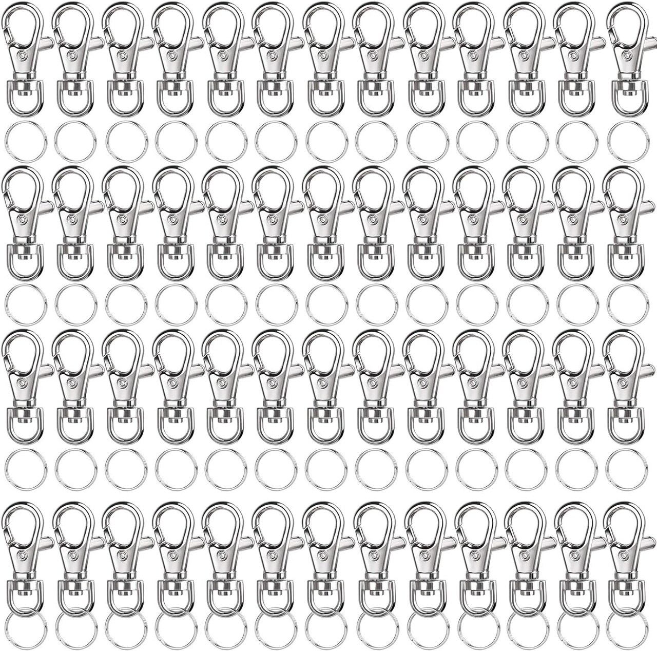 160PCS Keychain Clips and Key Chain Rings, 80PCS Swivel Snap Hook and 80PCS Key Rings, Keychain Rings for Crafts, Keychain Rings Bulk, Key Chains Lobster Claw Clasp Clips for Keychains Key